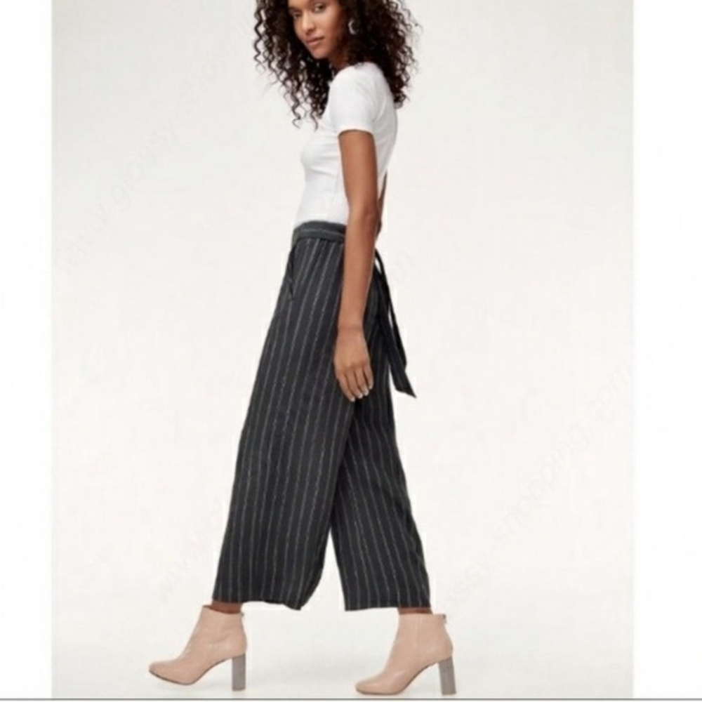 ARITZIA WILFRED Wide Leg Faun Pant Blue and White Stripe SZ Xs
